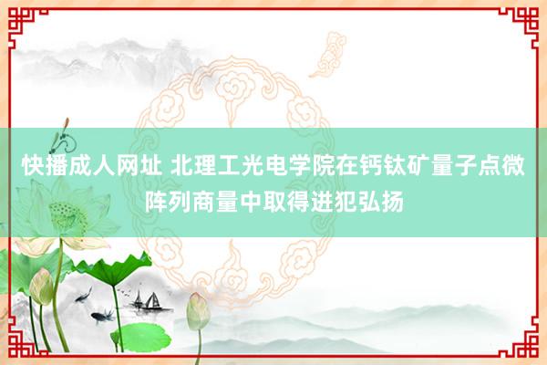 快播成人网址 北理工光电学院在钙钛矿量子点微阵列商量中取得进犯弘扬