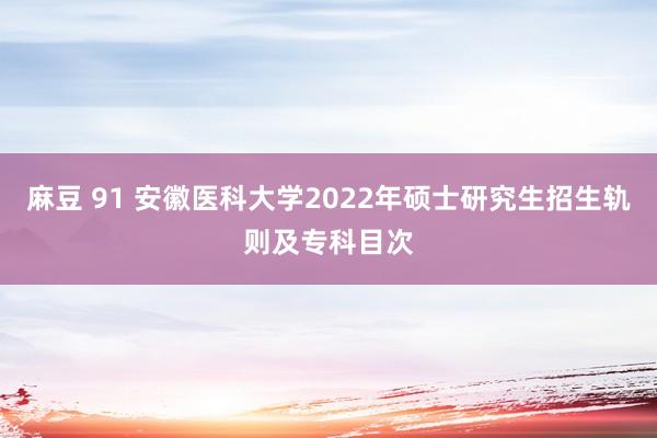 麻豆 91 安徽医科大学2022年硕士研究生招生轨则及专科目次